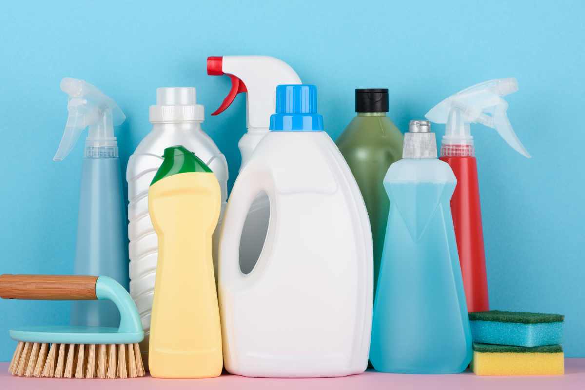Disinfecting supplies for restroom cleaning