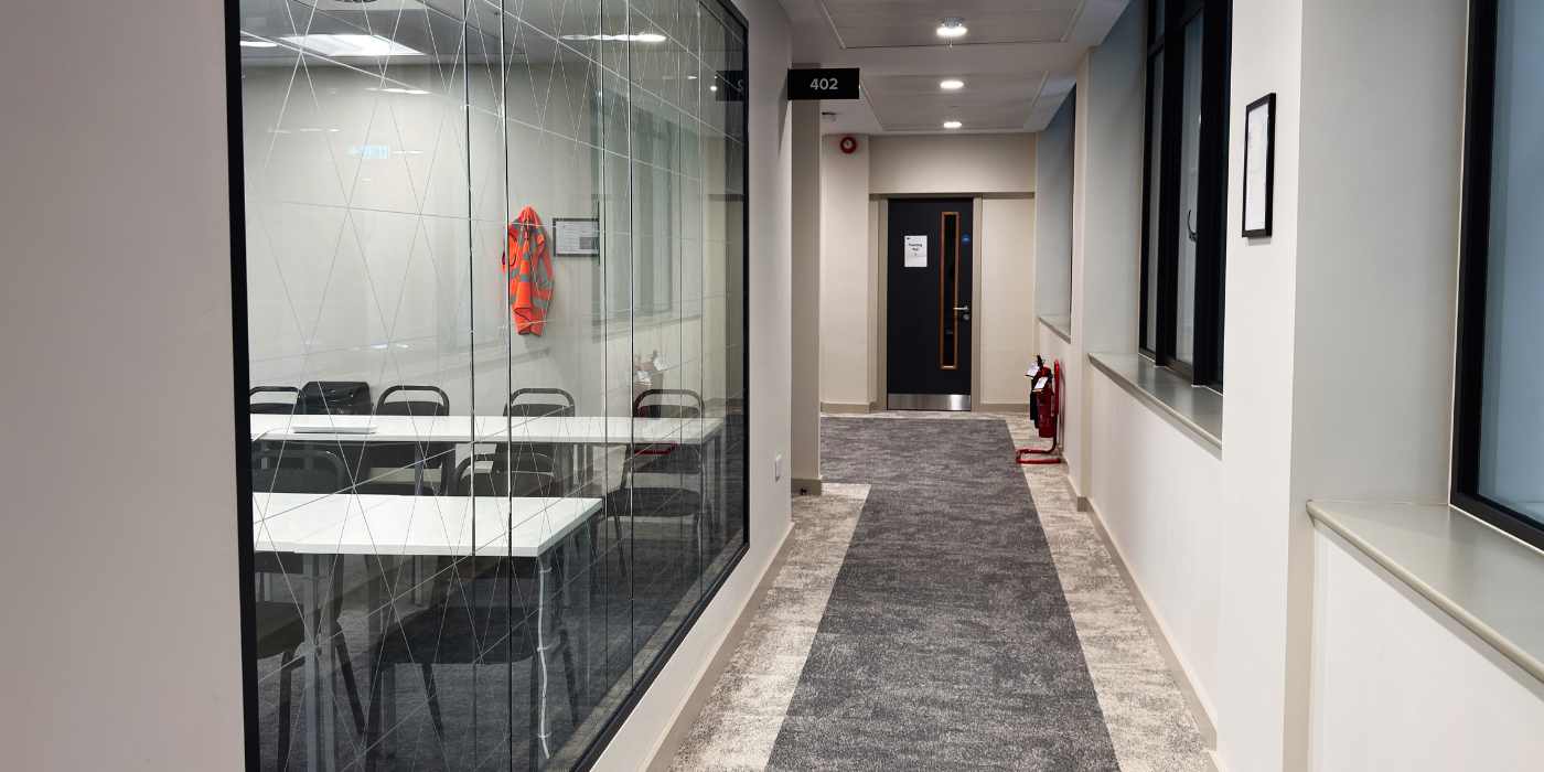 Clean office hallway after wall cleaning service
