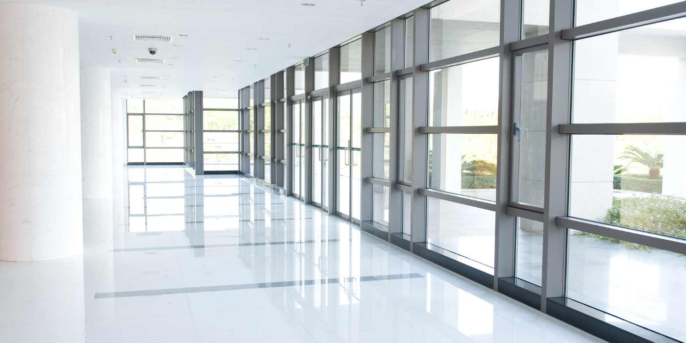 Clean office corridor after recycling materials removal