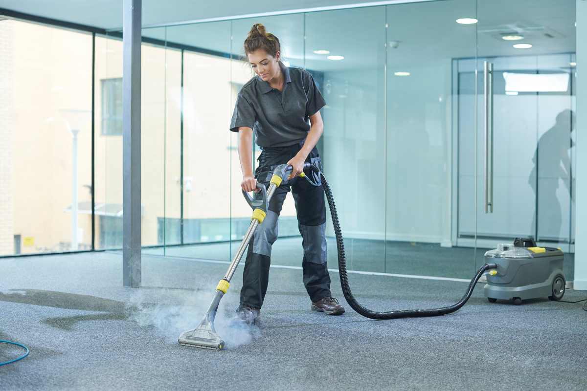 Commercial carpet cleaning in an office space
